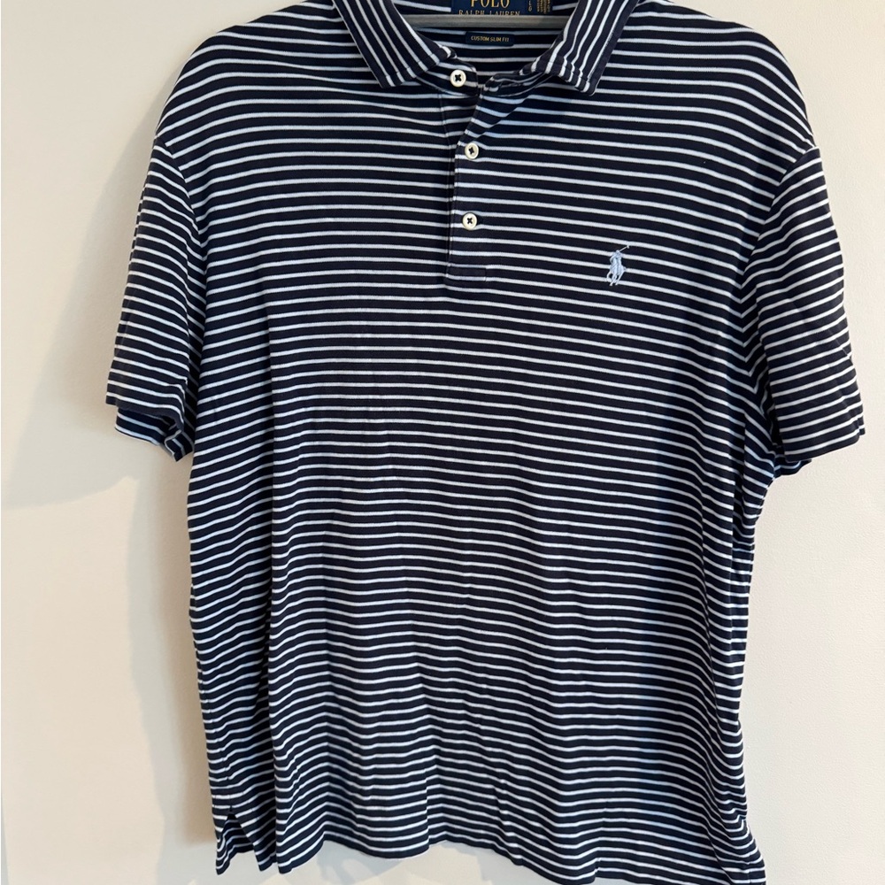 Ralph Lauren Men's Polo in Navy and White Stripes